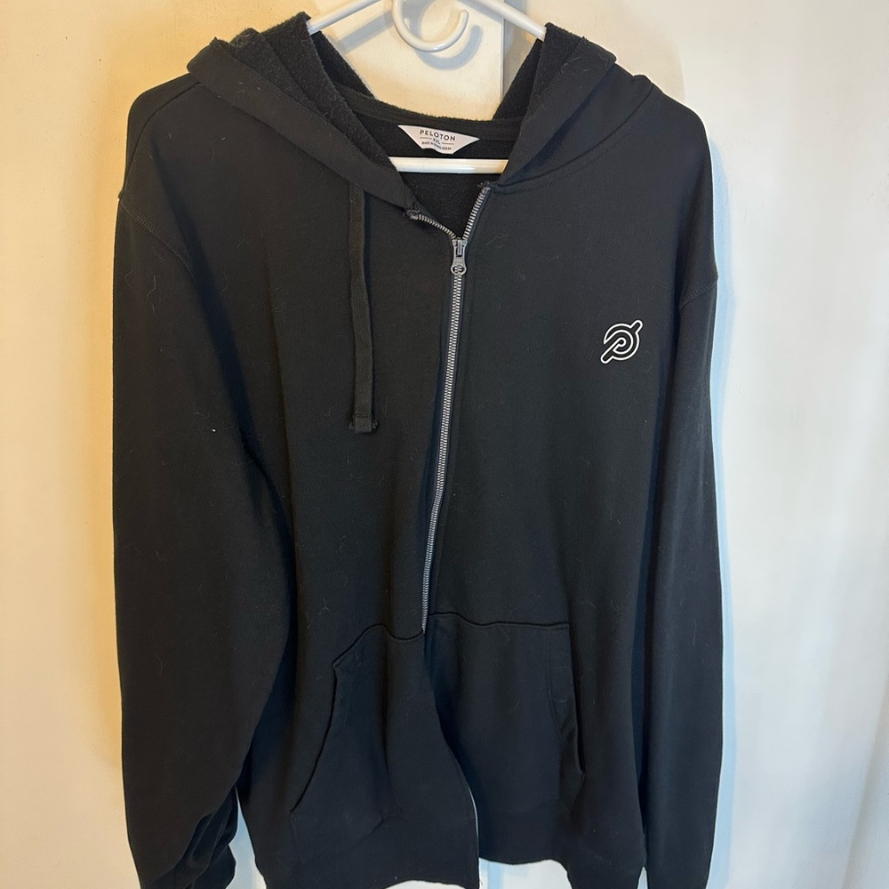 Black Hoodie Sweater- Peloton Zip Up